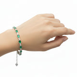 Pulsera De Piedra Natural Esmeralda Con Circonia