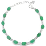 Pulsera De Piedra Natural Esmeralda Con Circonia