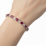 Pulsera De Piedra Natural Rubí Con Circonia