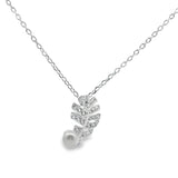 Collar Hoja de Circonia con Perla