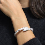 Brazalete de Víbora de Plata con Circonia