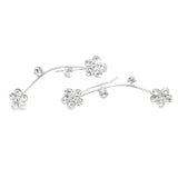 Arete Trepador 2 Flores 2 cristales Blanco