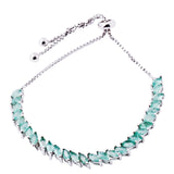 Pulsera Ajustable Hojas Piedra Natural Con Circonia