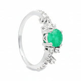 Anillo Solitario De Plata Con Piedra Natural Y Circonia Zafiro / #6