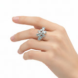 Anillo Piedra Natural Aguamarina Con Circonia 6