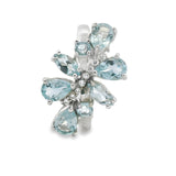 Anillo Piedra Natural Aguamarina Con Circonia