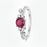 Anillo Solitario De Plata Con Piedra Natural Y Circonia Zafiro / #6