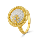 Anillo Circulo Flor Dorado De Plata #5
