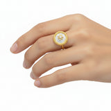 Anillo Circulo Flor Dorado De Plata #5