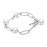 Pulsera De Clip Con Perlas 17 cm