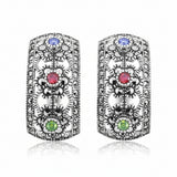 Aretes De Plata Marquesita Con Circonia Azul