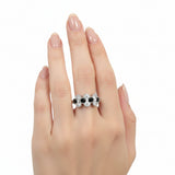 Anillo de Plata con Circonia Trebol Blanco / Negro / 5