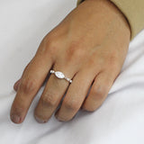 Anillo de Plata con Circonia Ovalo Rojo / 5