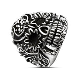 Anillo Calavera Oxidado De Plata #9
