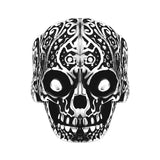 Anillo Calavera Oxidado De Plata #9