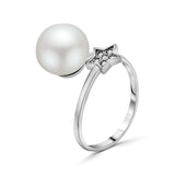 Anillo Estrella Con Perla y Circonia De Plata #8 / Ajustable