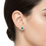 Arete Flor de Piedra Natural con Circonia