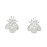 Arete en Forma De Mosca Con Circonia y Perla