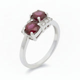 Anillo Dos Cuadros Con Piedras Preciosas De Plata