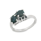 Anillo Dos Cuadros Con Piedras Preciosas De Plata