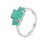 Anillo Triple Rectángulo Piedras Preciosas Esmeralda / #6