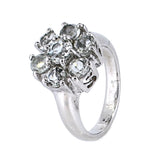 Anillo Flor Plata Con Piedras Preciosas