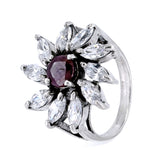 Anillo De Flor Plata Con Circonia Y Piedras Preciosas