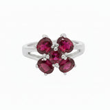 Anillo De Flor De Cuatro Pétalos Piedras Preciosas