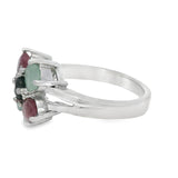 Anillo De Flor De Cuatro Pétalos Piedras Preciosas Rubí / #7.5