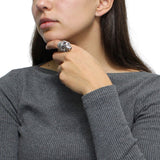 Anillo De Cráneo Plata Oxidada
