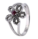 Anillo Flor Circonia Con Piedras Preciosas