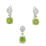 Juego De Piedra Natural Peridot Redondo Con Flor Circonia