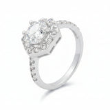 Anillo De Flor Con Circonias Blanco / 5