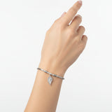 Pulsera Rigida de Plata con Dije de Hoja