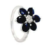 Anillo de Flor de Piedra Natural Zafiro / 6