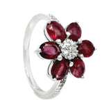 Anillo de Flor de Piedra Natural Zafiro / 6