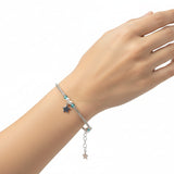 Pulsera Rigida de Plata con Dijes de Estrellas