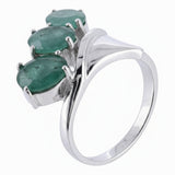 Anillo De Abanico Plata Con Piedra Natural