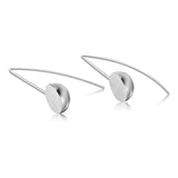 Aretes Largos Media Bola Lisa Plata