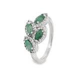 Anillo Planta de Piedra Natural con Circonia