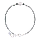 Pulsera Rigida de Plata con Cuenca