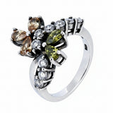 Anillo De Pétalos Plata Con Circonia