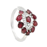 Anillo Flor de Piedras Preciosas con Circonia Zafiro / 6