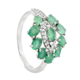 Anillo Flor de Piedras Preciosas con Circonia Zafiro / 6