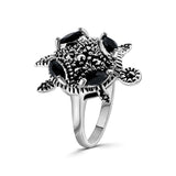 Anillo De Tortuga Plata Con Piedra Natural