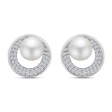 Aretes de Plata con Perla y Circonia
