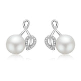 Arete de Plata con Perla y Circonia