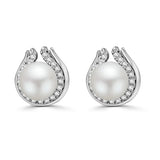 Aretes de Plata con Circonia y Perla Blanco