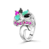 Anillo Mireia Esmeralda-Negro-Rubí / #8