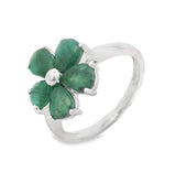 Anillo Flor Chica Plata Con Piedras Preciosas